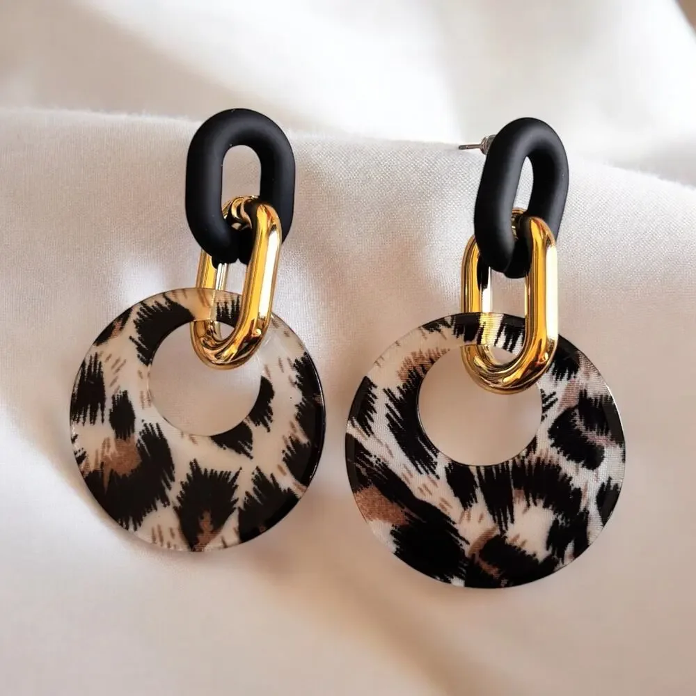 Leopard Print Drop Earrings